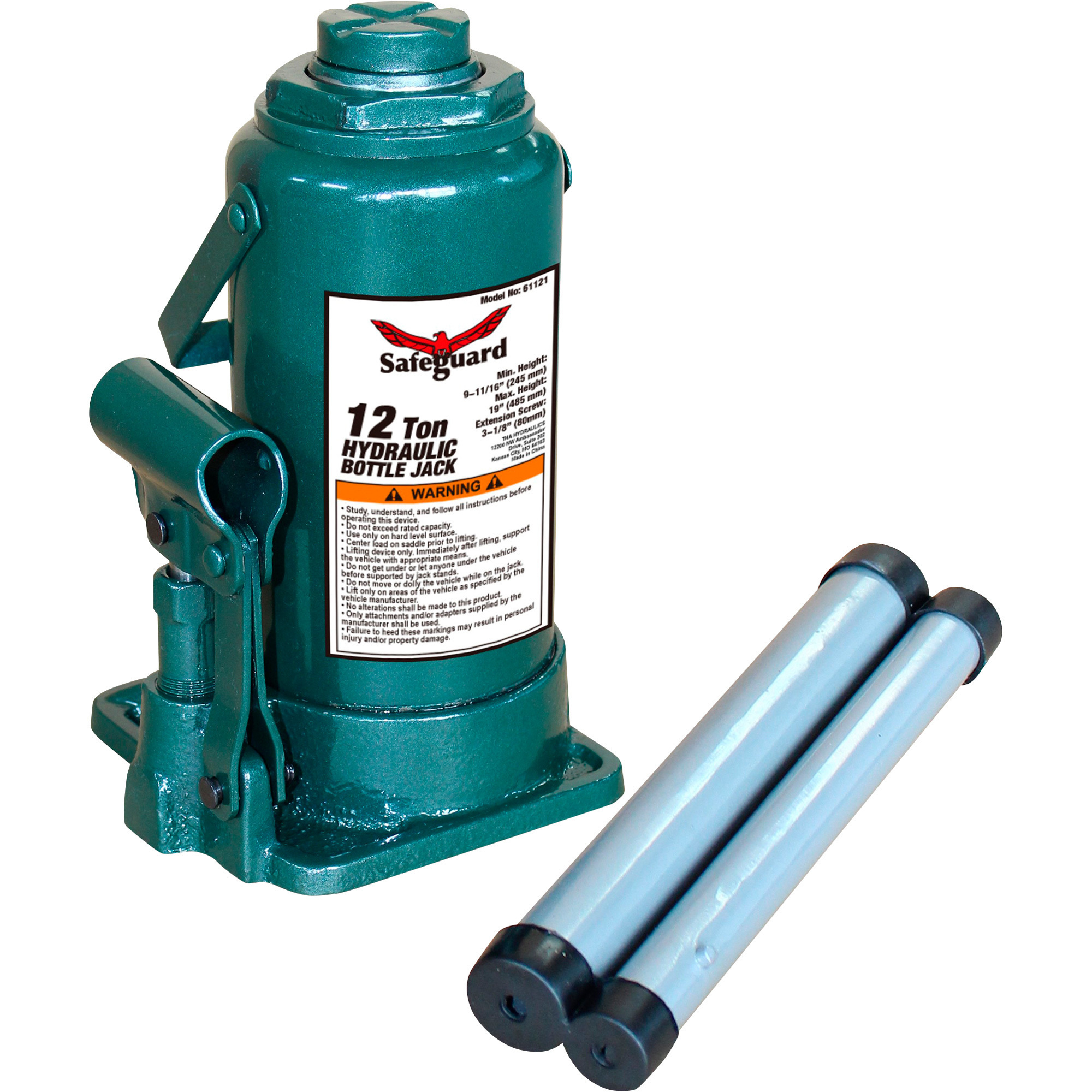 Safeguard 12Ton Bottle Jack — Model 61121 Northern Tool